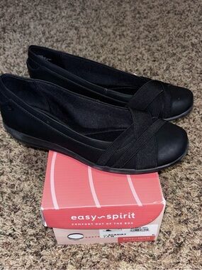Easy Spirit Slip-on Ballet Flats Acasia Black Size 7.5 Wide New Women’s